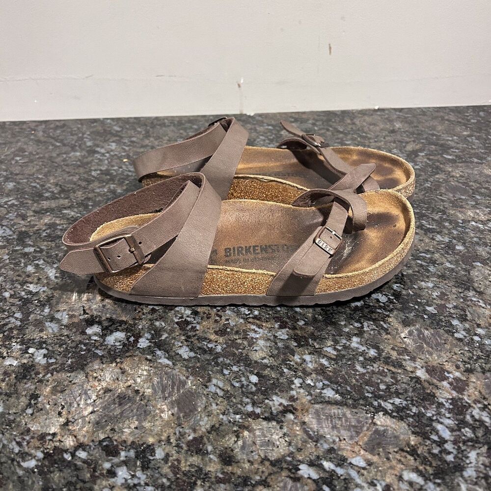 Birkenstock Womens 37 Yara Habana Brown Oiled Leather Ankle Double Strap Sandals